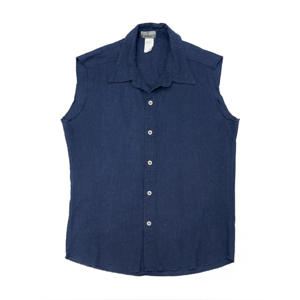 Vintage 90s BR Ben Ryan Dark Blue Sleeveless Collared Button Front Vest Top